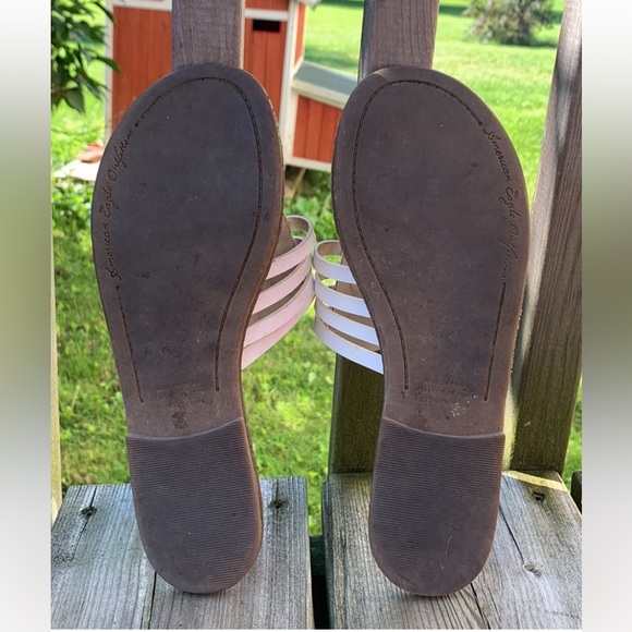 AE White/Brown Strappy Sandals - Picture 5 of 5